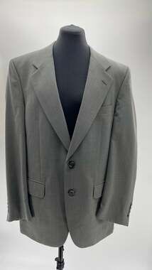 Vintage Burberry Men's Gray Pinstriped Two-Button Blazer Jacket